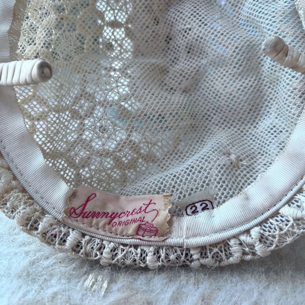 Vintage 1930s Sunnycrest Original Lace Crocheted Bridal Headpiece Hat 💗 - Picture 3 of 6